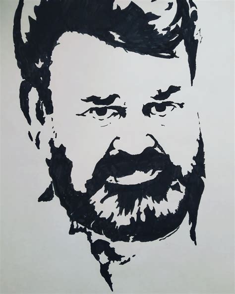 Lalettan stencil sketch by Amal Trojan... lucifer... villain ...