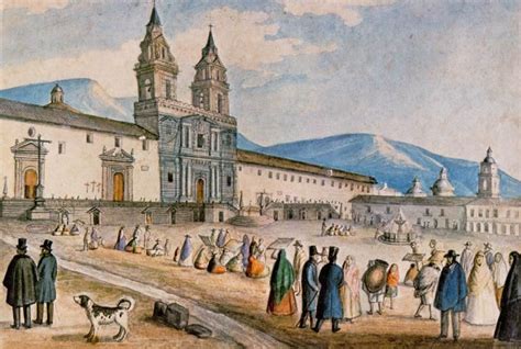 Acuarela de Juan Agustín Guerrero, en la que presenta a la Iglesia y al Convento de San ...