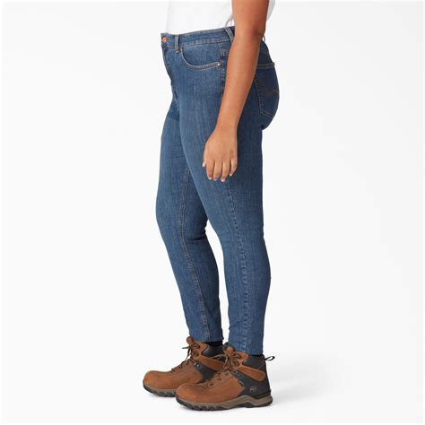 Women's Plus Perfect Shape Skinny Leg Stretch Denim Jeans Stonewashed Indigo Blue | Dickies