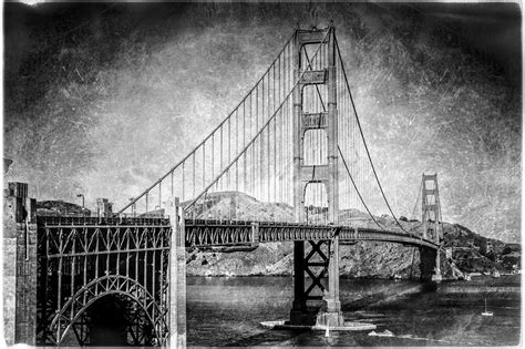 Antique style Golden Gate Bridge in Black and White Photograph by Jennifer Rondinelli Reilly ...