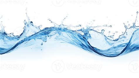 Water splashes and drops isolated on transparent background. Abstract background with blue water ...