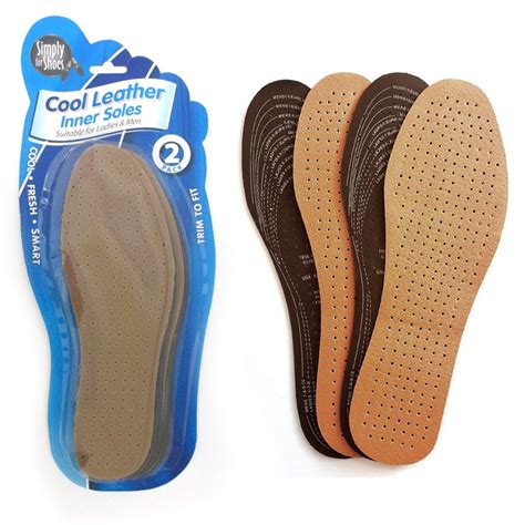 2 Pairs Cool Leather Inner Soles Unisex Insoles Comfortable Cut Size Anti Odor - Walmart.com ...