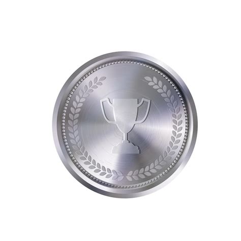 Premium Vector | Realistic silver medal with engraved laurel wreath and winner cup versatile ...