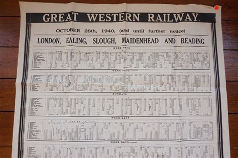 1940 GWR Railway Timetable Poster Slough Maidenhead Reading | eBay