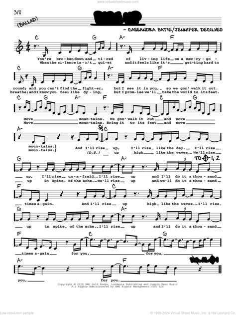 Rise Up sheet music (real book with lyrics) (PDF)