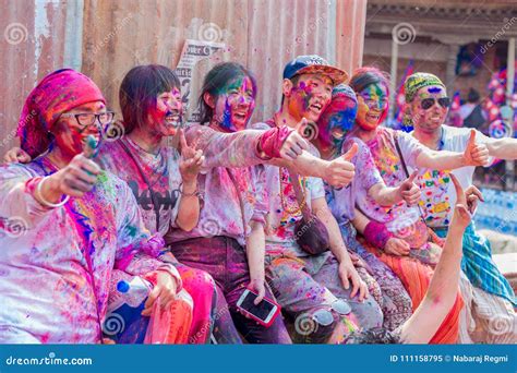 Holi Festival of Colors Celebration in Kathmandu Nepal Editorial Image - Image of colour ...