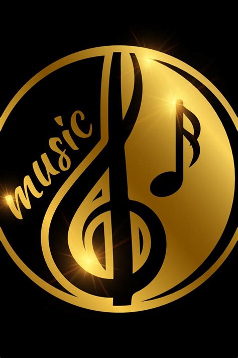 Luxury music logo design - golden shiny musical emblem