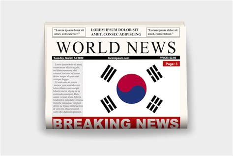 Premium Vector | South korea country newspaper flag breaking news on ...