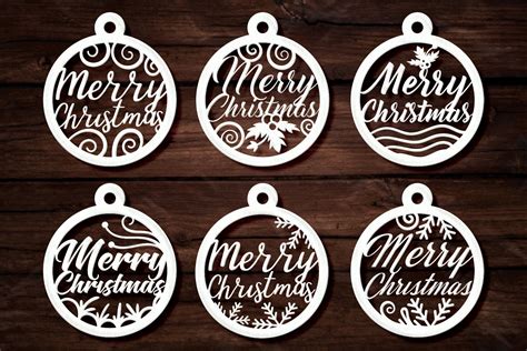 Merry Christmas Laser Cut Ornament Designs - SVG Cut Files (1084278 ...