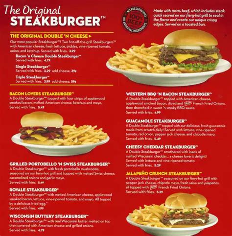 Menu at Steak 'n Shake fast food, Evanston, Oakton St