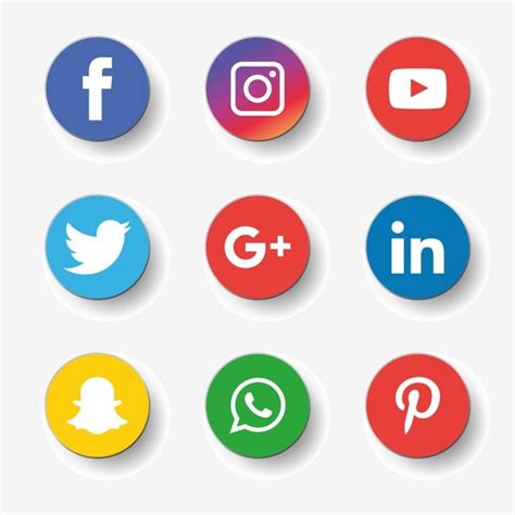 Set Social Media Vector Art PNG, Social Media Icons Set Logo Vector ...