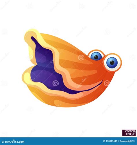 Cartoon Character Funny Oyster Smiling Stock Illustration ...