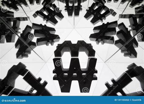 Won Currency Symbol with Many Mirroring Images of Itself Stock Photo ...