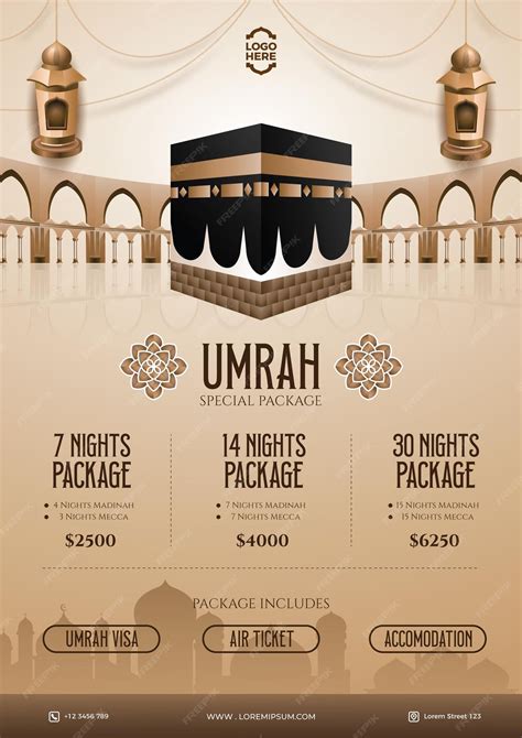 Premium Vector | Umrah and Hajj package price flyer design