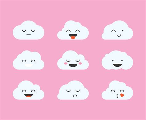 Cute Cartoon Clouds With Faces - Kagutaba