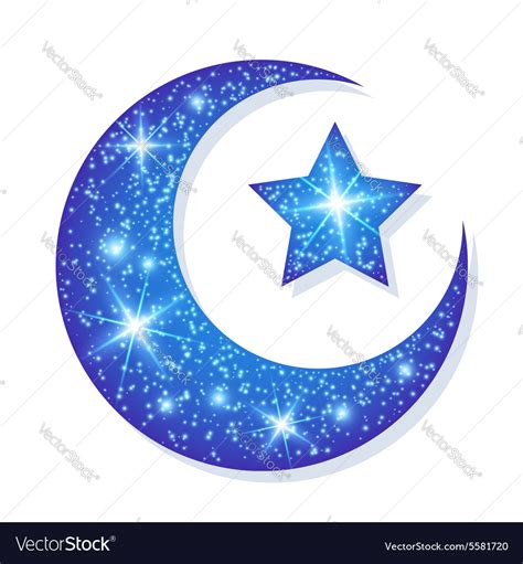 Blue Crescent Moon With Stars