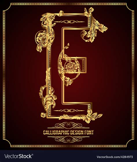 Calligraphic font Letter E Royalty Free Vector Image