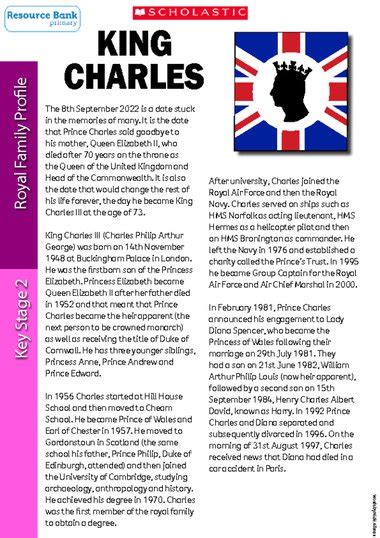 King Charles III biography and questions – FREE Primary KS2 teaching ...