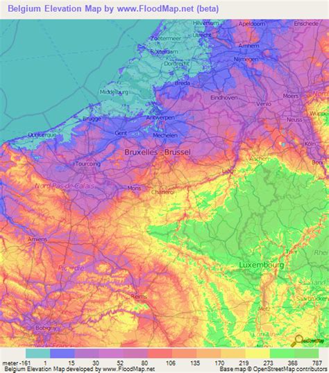 Belgium Elevation and Elevation Maps of Cities, Topographic Map Contour