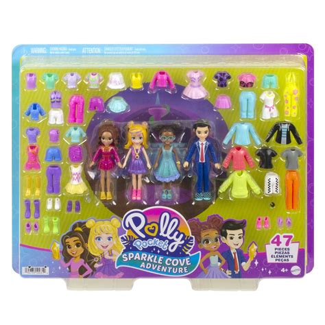 Polly Pocket Sparkle Cove Adventure Fashion Pack Playset With 4 Doll ...