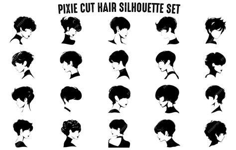 Premium Vector | Pixie Cut Hair Silhouettes Vector set Girl's hairstyles Silhouettes women's ...