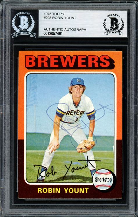 Robin Yount Autographed Signed 1975 Topps Rookie Card #223 Milwaukee ...