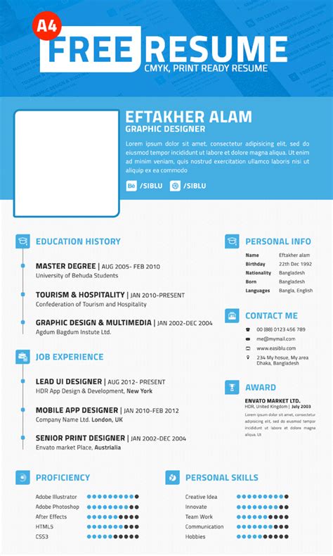 25+ Best Free Resume / CV Templates PSD – Download PSD