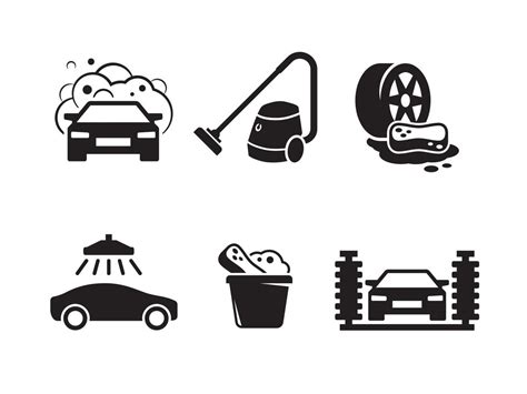 Set of black vector icons, isolated against white background. Flat illustration on a theme Car ...