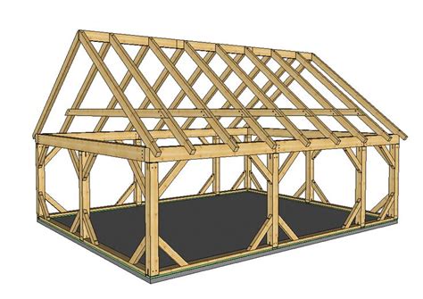 24×30 Post and Beam Pavilion Plan - Timber Frame HQ | Timber frame plans, Post and beam, Post ...