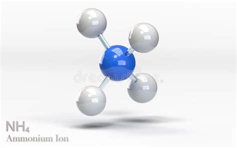 NH4 Ammonium Ion. Molecule with Hydrogen, Hydrogen and Nitrogen Atoms. 3d Rendering Stock ...