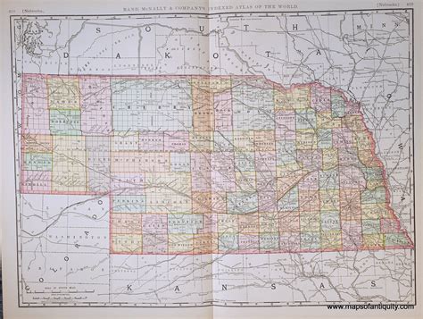 1898 Genuine Antique Map Double-sided map: Nebraska, Omaha on verso ...