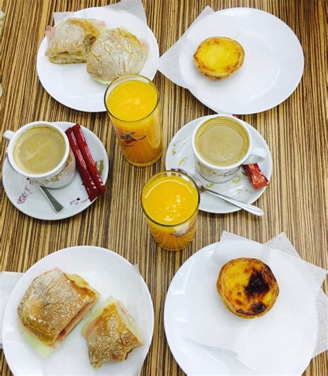 Typical Portuguese breakfast with traditional Pasteis de Nata. Beach Selfie, Albufeira, Farmers ...