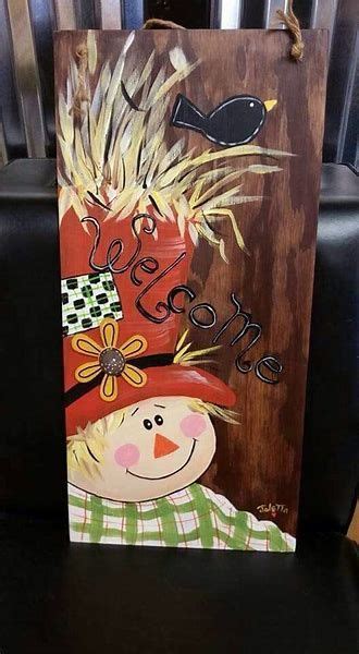 Image result for painting with a twist halloween Scarecrow | Fall wood crafts, Fall crafts ...