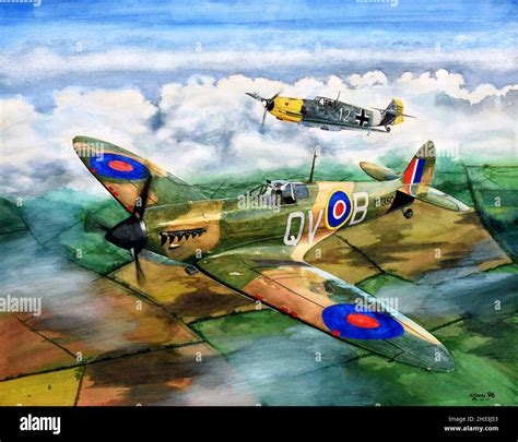 Supermarine Spitfire art Stock Photo - Alamy