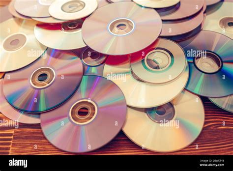 Old technology, waste compact disc collection decoration for vintage ...