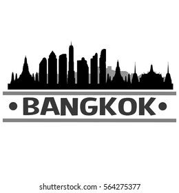 Bangkok Skyline Silhouette Landscape City Design Stock Vector (Royalty ...