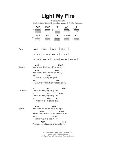 Light My Fire by Jose Feliciano - Guitar Chords/Lyrics - Guitar Instructor