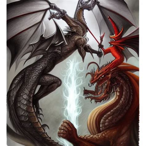 a drawing of a dragon and a demon fighting, an | Stable Diffusion | OpenArt