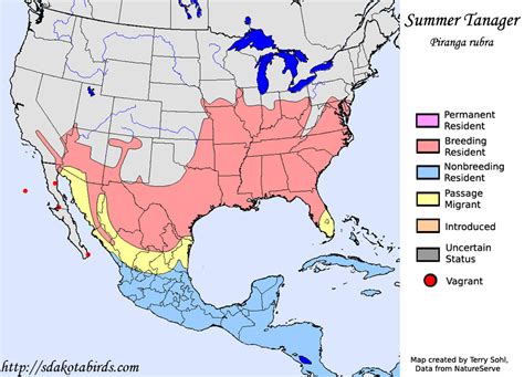 Summer Tanager - Species Range Map