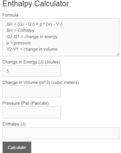 Enthalpy Calculator - Calculator Academy