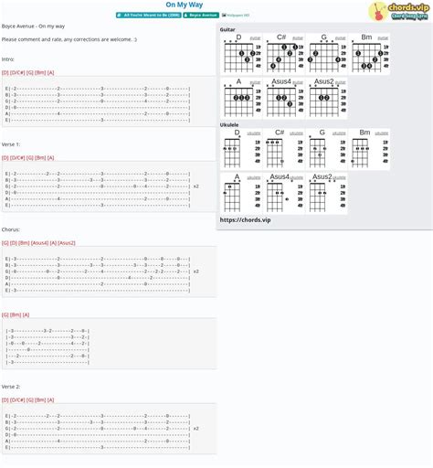 Chord: On My Way - tab, song lyric, sheet, guitar, ukulele | chords.vip