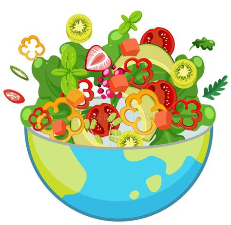 Mixed salad bowl isolated stock vector. Illustration of world - 257361331