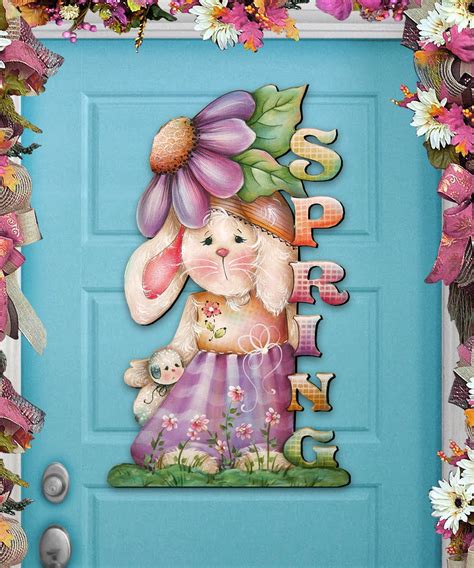 Spring Decorations Easter Bunny Spring Decor Wooden Door - Etsy