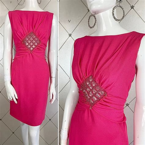 1960s Shocking Pink Dress ..beaded See Thru Mesh Waist Panel.. - Etsy