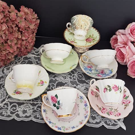 Mismatched Tea Cups, Bulk Vintage Teacups, Set of 6 English Tea Cups ...