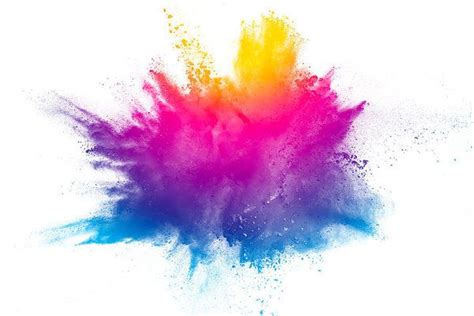 Multi Color Powder Explosion Isolated On White Background. Colored Dust ...