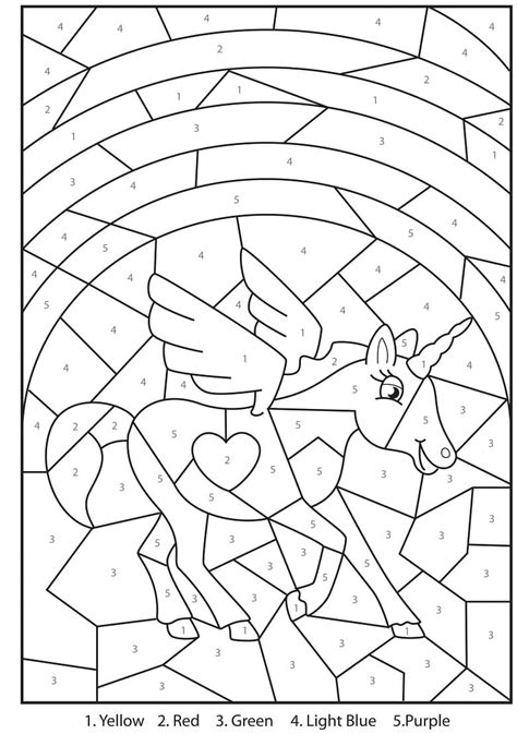 Cute Unicorn Color By Number Coloring Page - Free Printable Coloring Pages for Kids