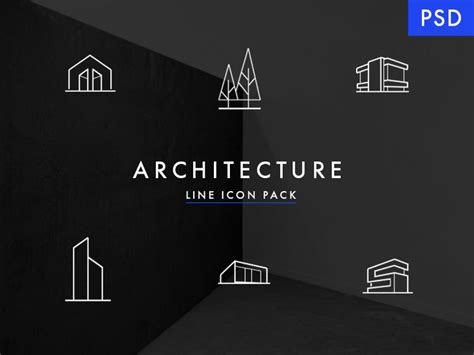 Minimal Architecture Line Icon Pack - FREE PSD | Arquitectura logo ...