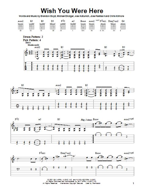 Wish You Were Here by Incubus - Easy Guitar Tab - Guitar Instructor
