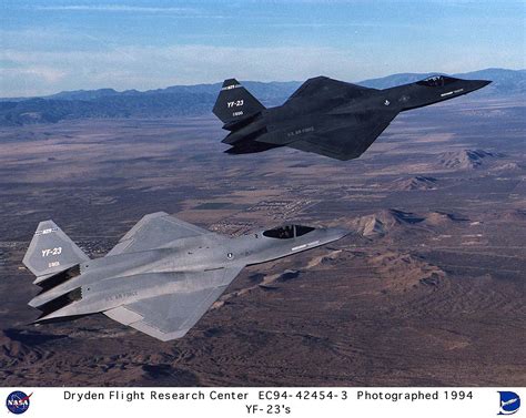 YF-23 EC94-42454-3: Two YF-23 in flight (US AF photo)